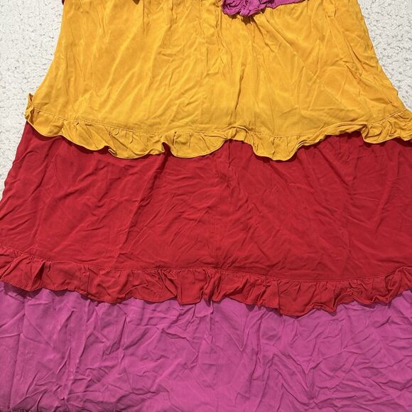 Ivy Street Women's Plus Size 1X Pink Colorful Tiered Maxi Sundress Sleeveless - Picture 13 of 16